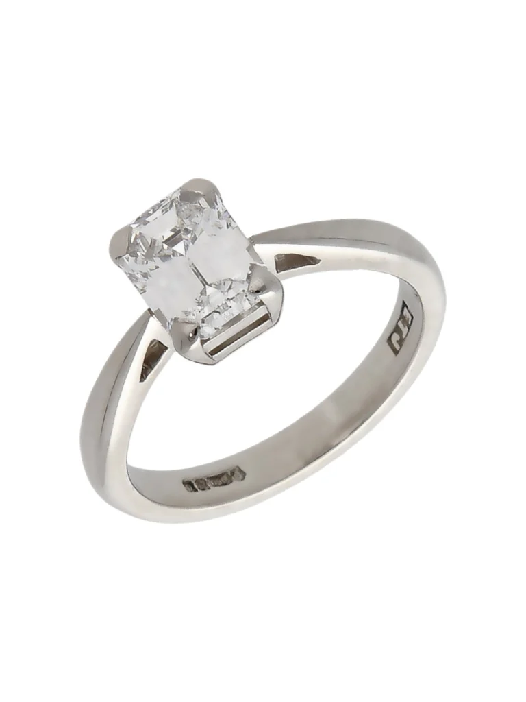 William May Platinum 1.13ct Emerald Cut Diamond Solitaire Ring