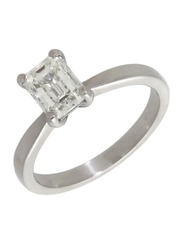 William May Platinum 1.20ct Emerald Cut Diamond Solitaire Ring