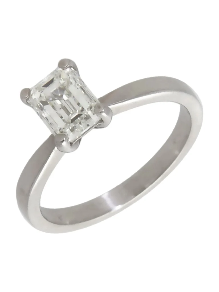 William May Platinum 1.20ct Emerald Cut Diamond Solitaire Ring