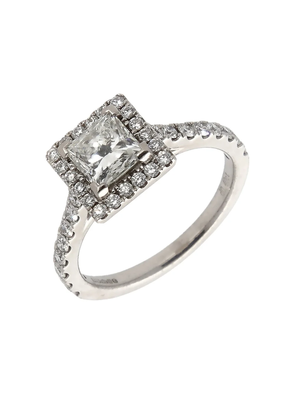 William May Platinum 1.25ct Princess Cut Diamond Halo Ring