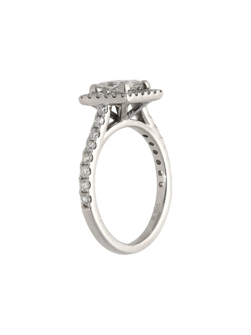William May Platinum 1.25ct Princess Cut Diamond Halo Ring, view 2