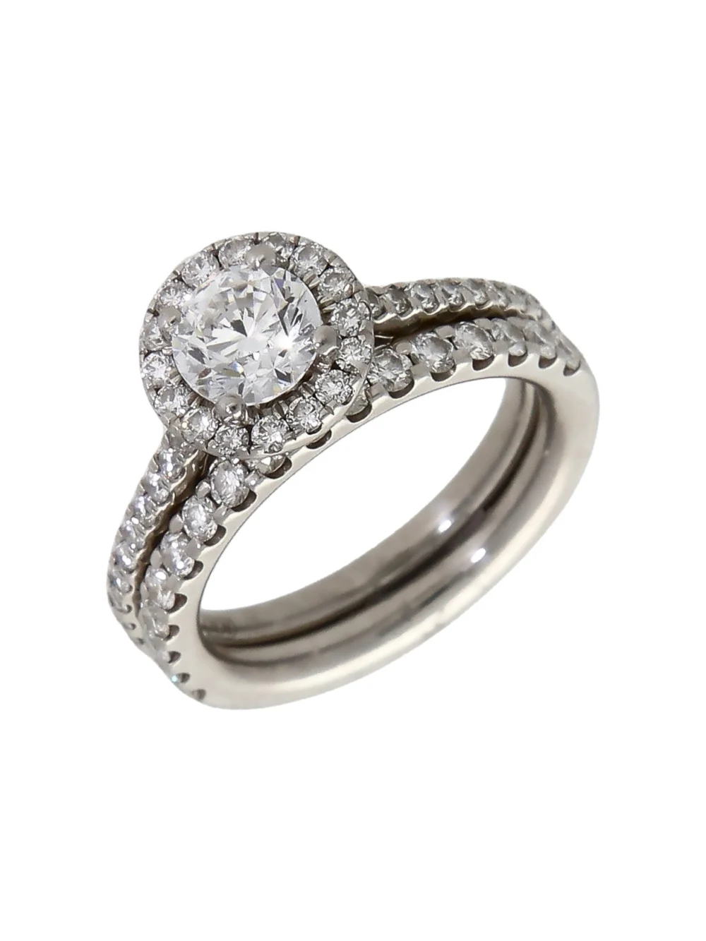 William May Platinum 1.30ct Diamond Halo Bridal Ring Set