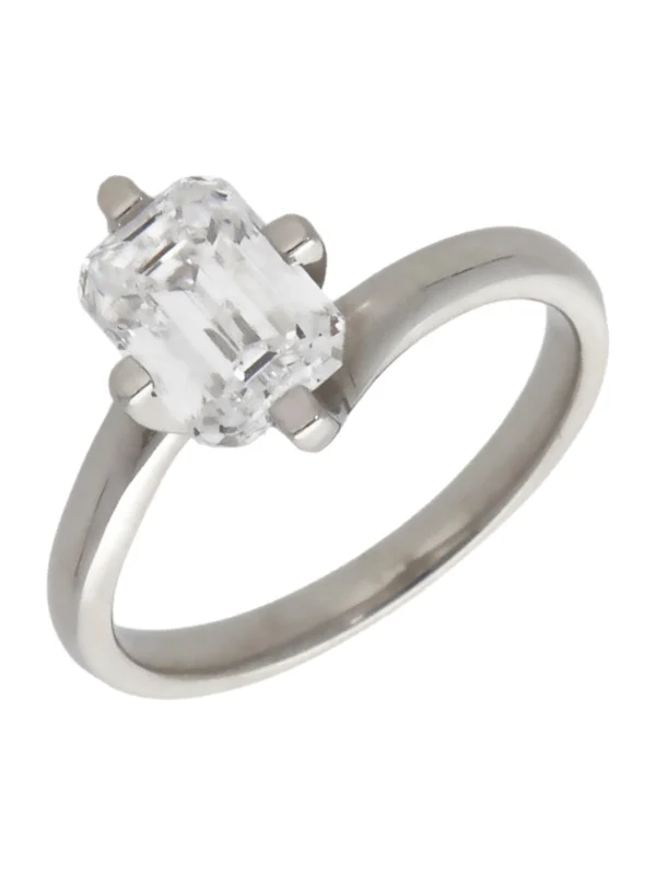 William May Platinum 1.40ct Emerald Cut Lab Grown Diamond Ring