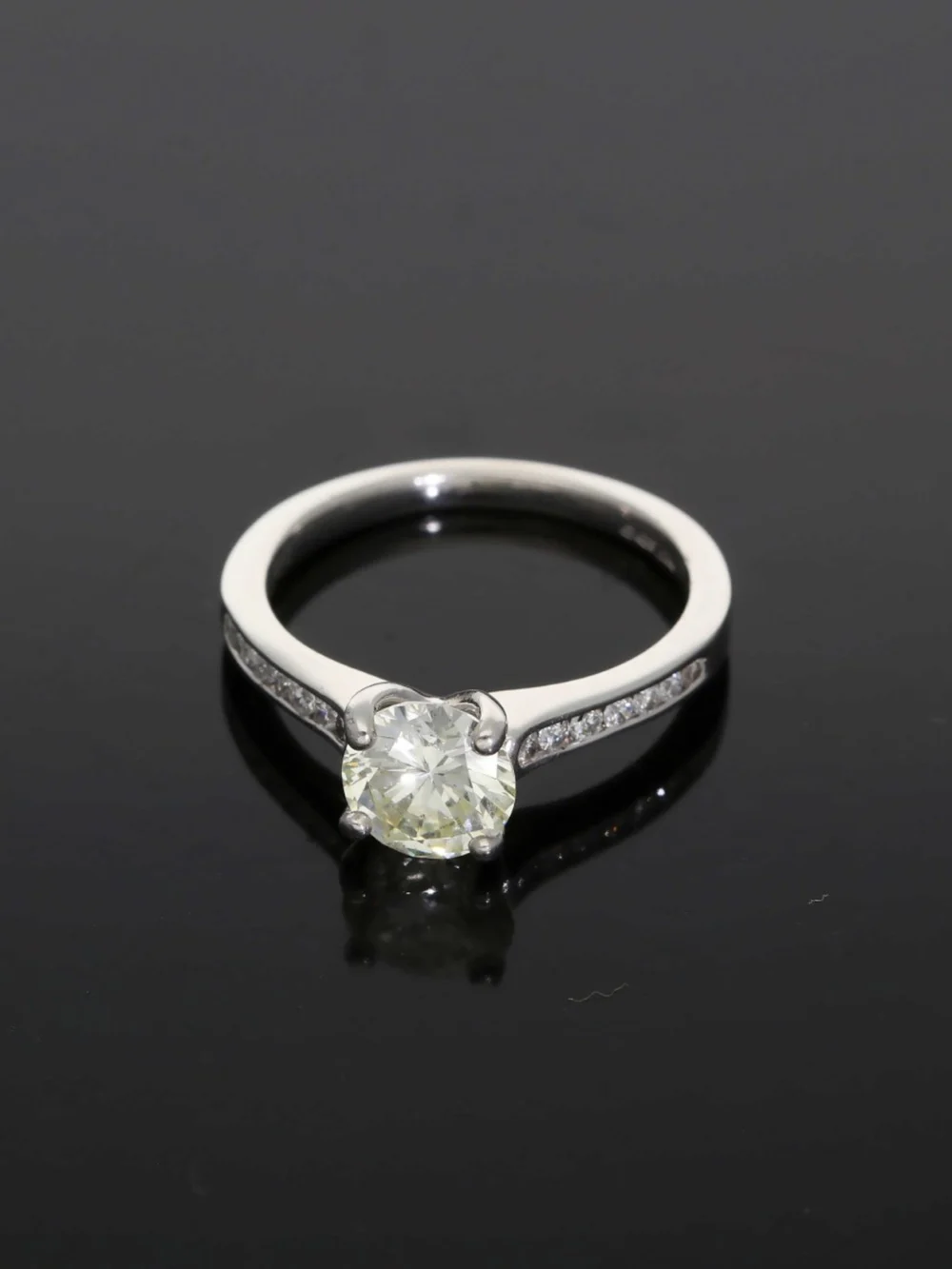 William May Platinum 1.52ct Diamond Solitaire & Shoulders Ring, view 2