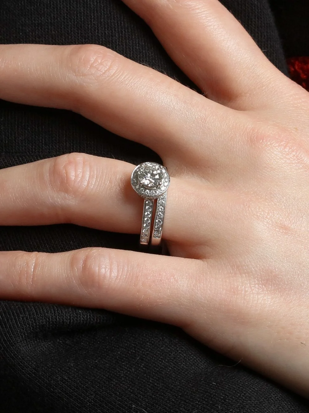 William May Platinum 1.75 Carat Diamond Halo Bridal Ring Set, view 2