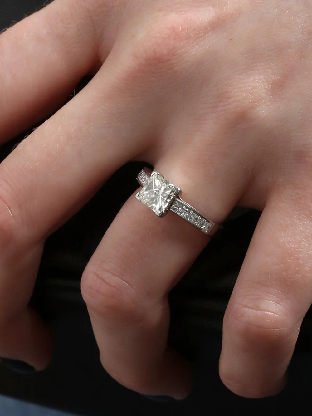 William May Platinum 2.05ct Princess Cut Diamond Solitaire Ring, view 2