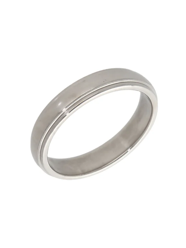 William May Platinum 4mm Edged Wedding Band Ring
