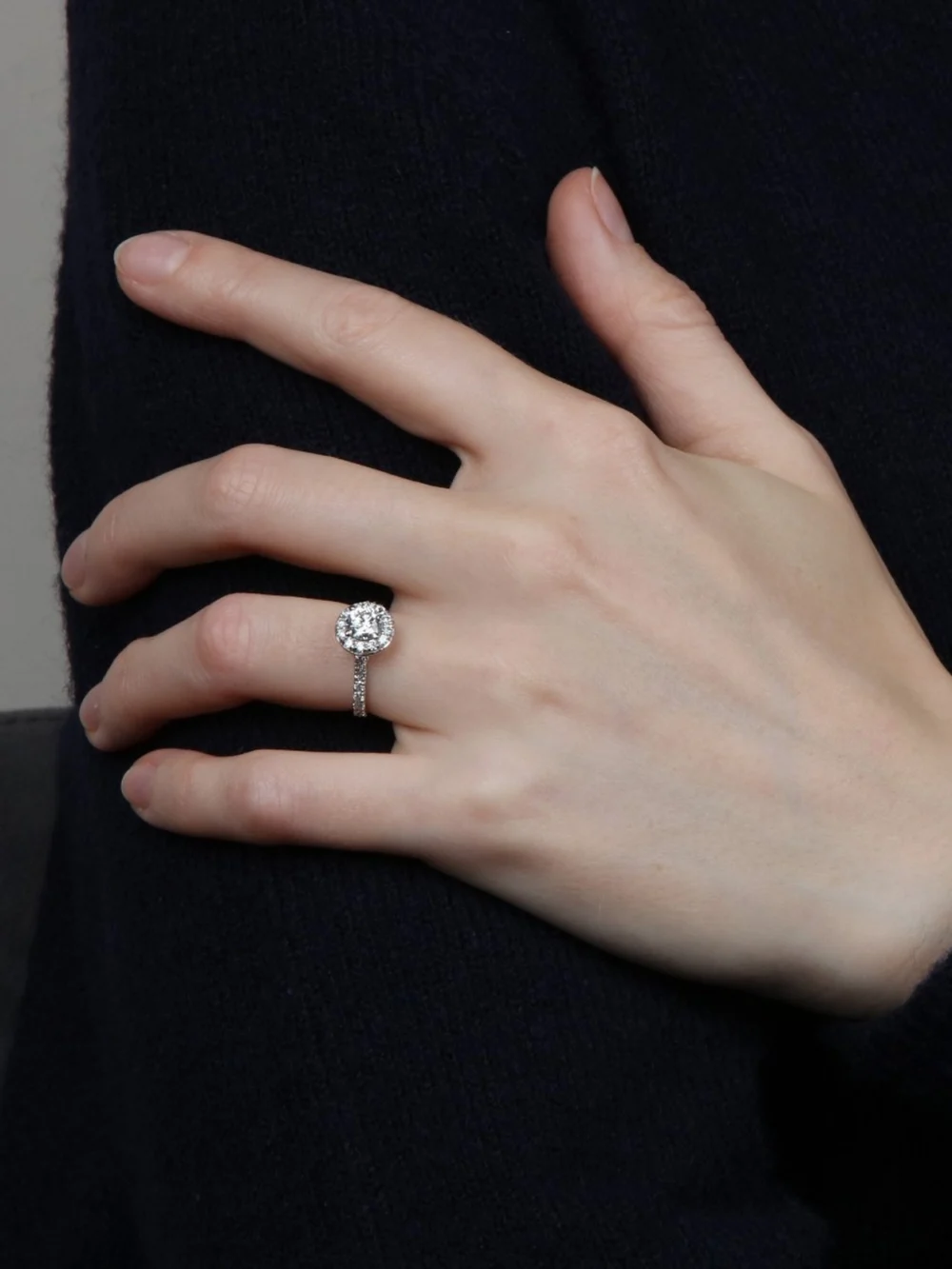 William May Platinum & 18ct Gold 1.23ct Diamond Halo Ring, view 2