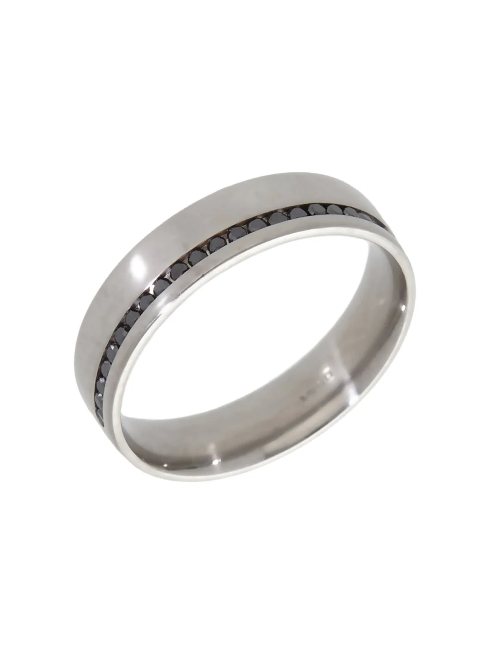 William May Platinum Black Diamond Set 5mm Wedding Band Ring