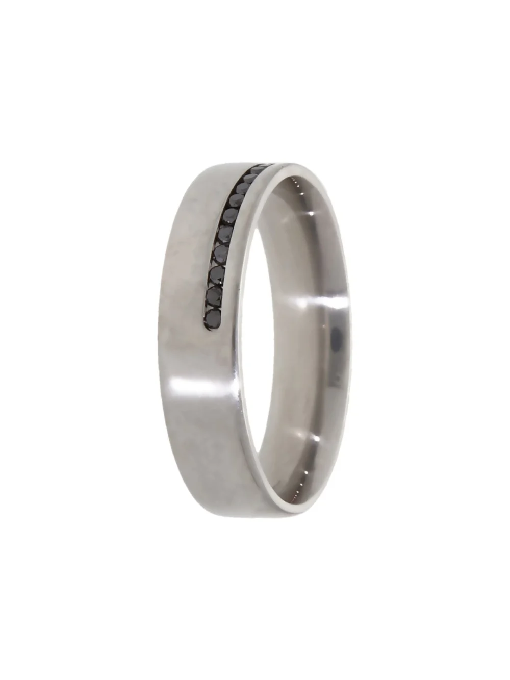 William May Platinum Black Diamond Set 5mm Wedding Band Ring, view 2