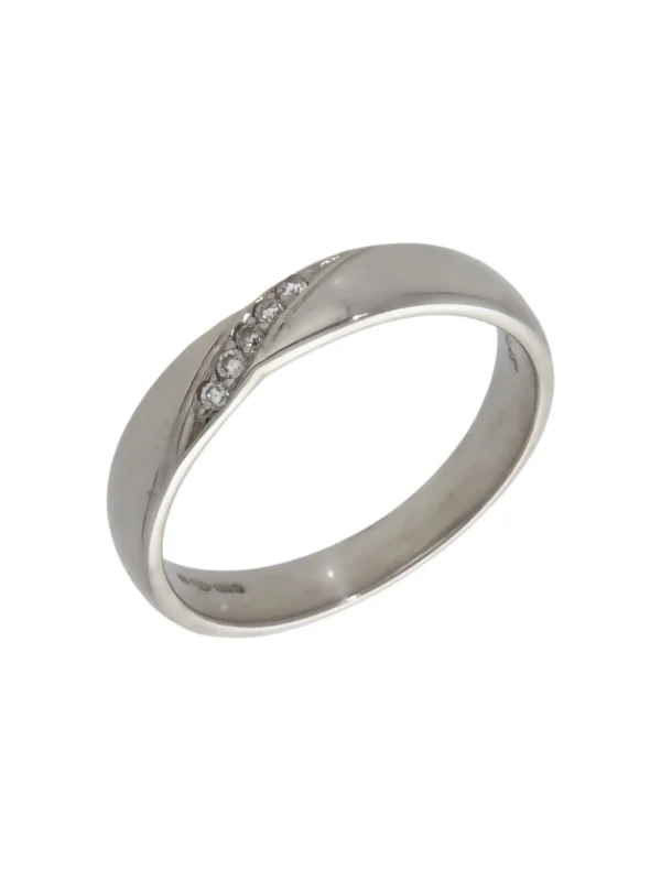 William May Platinum Diamond Set Crossover Wave Band Ring
