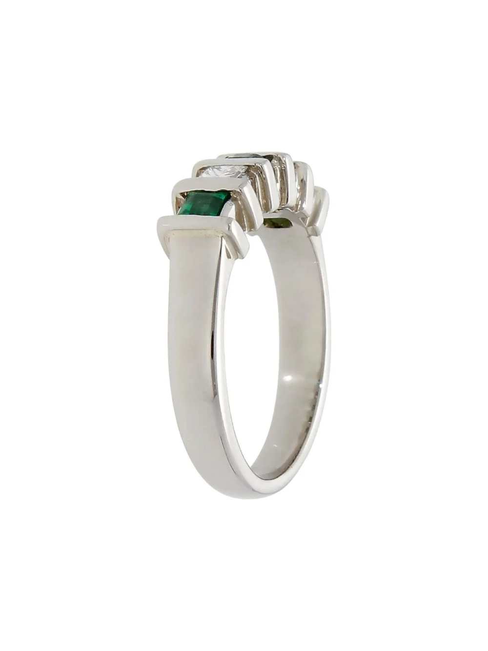 William May Platinum Emerald & Diamond 5 Stone Eternity Ring, view 2
