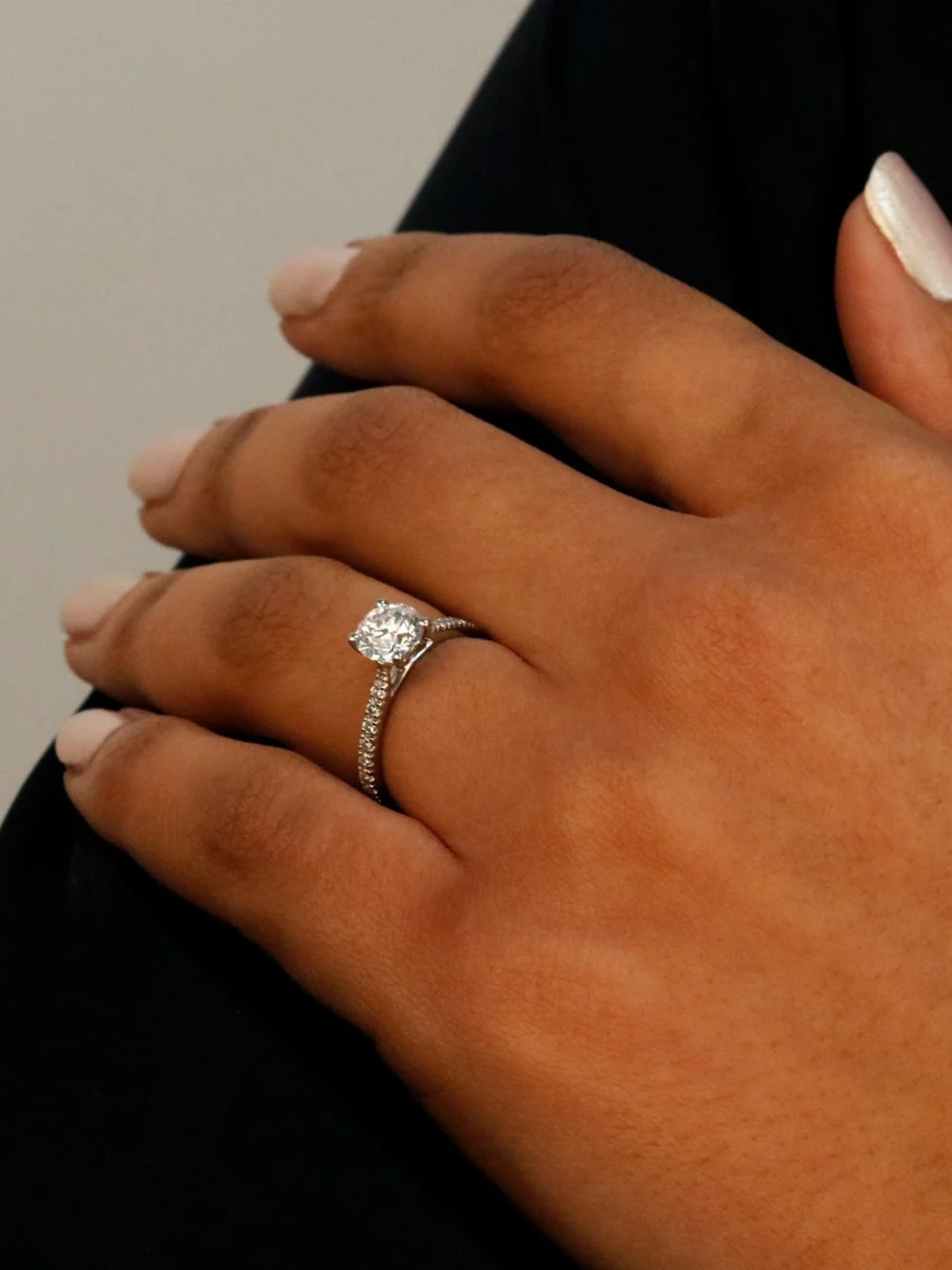 William May Platinum Gia Diamond Solitaire & Shoulders Ring, view 2