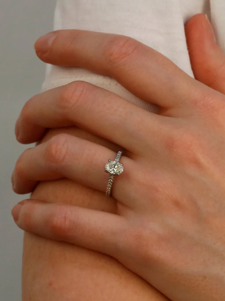 William May Platinum Oval Diamond Solitaire & Shoulders Ring