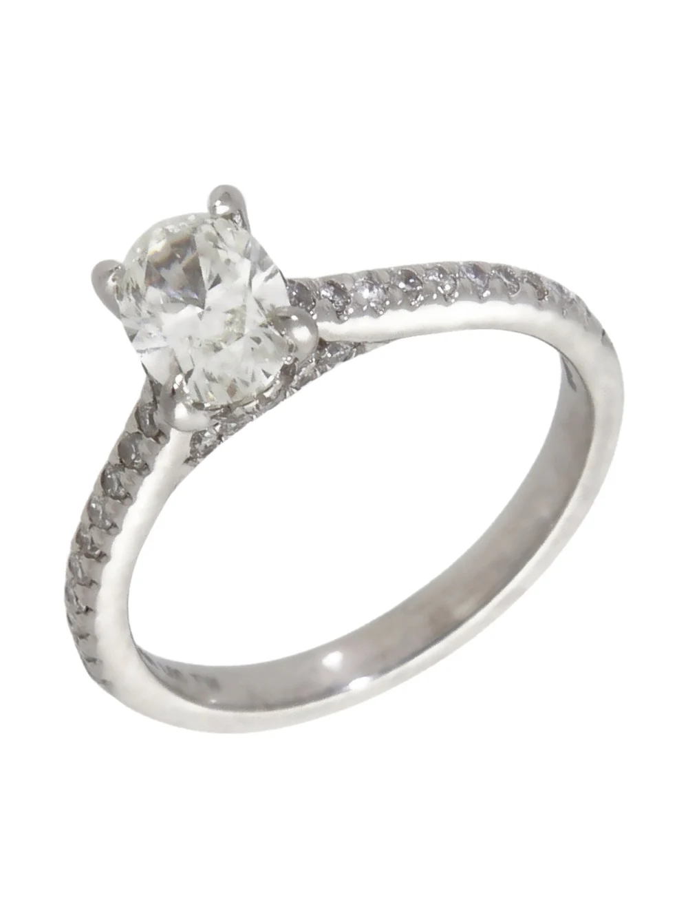William May Platinum Oval Diamond Solitaire & Shoulders Ring, view 2