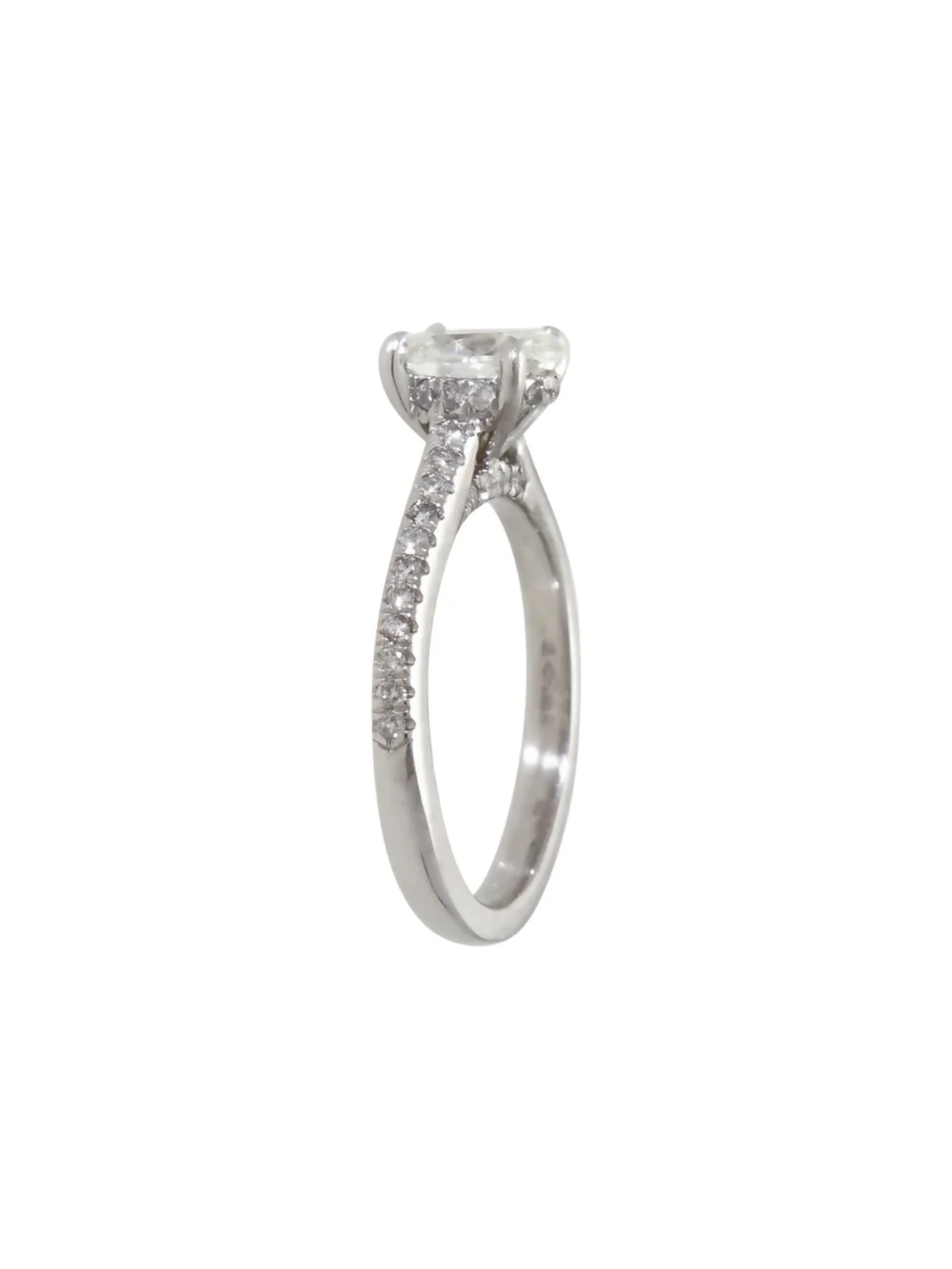 William May Platinum Oval Diamond Solitaire & Shoulders Ring, view 3
