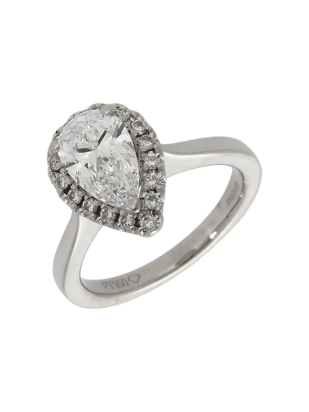 William May Platinum Pear Cut Gia Diamond Halo Ring