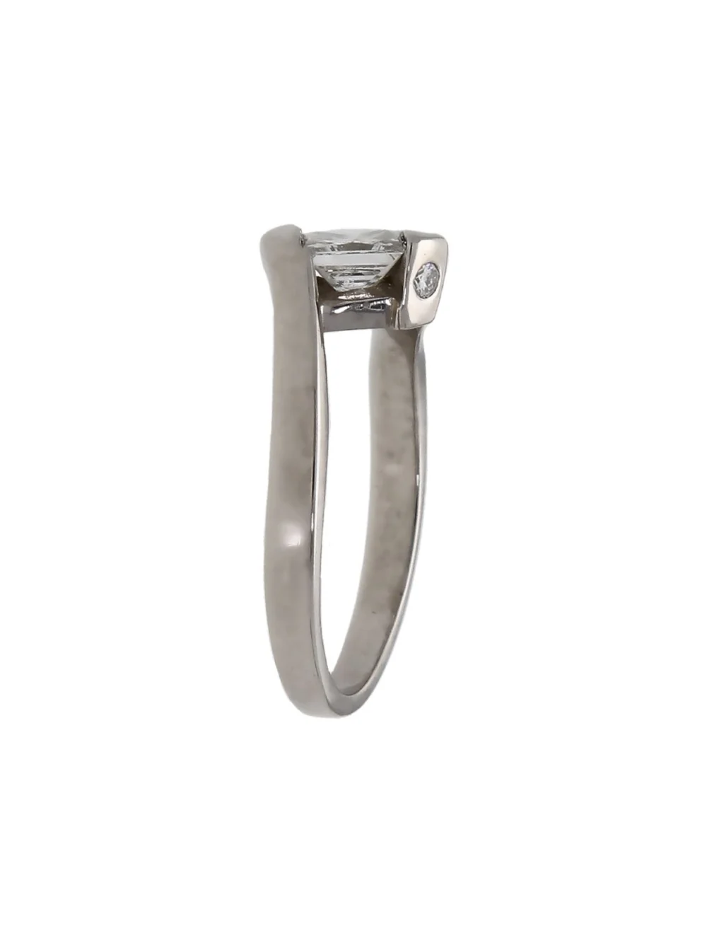 William May Platinum Princess Cut Diamond Solitaire Twist Ring, view 2