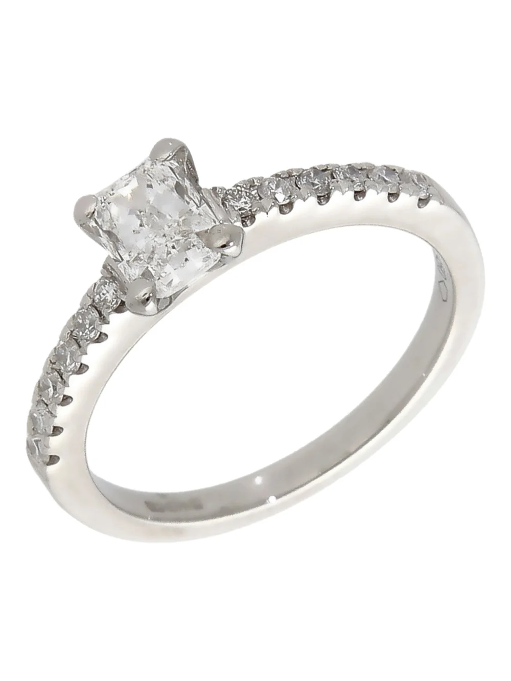 William May Platinum Radiant Cut Diamond Solitaire Ring