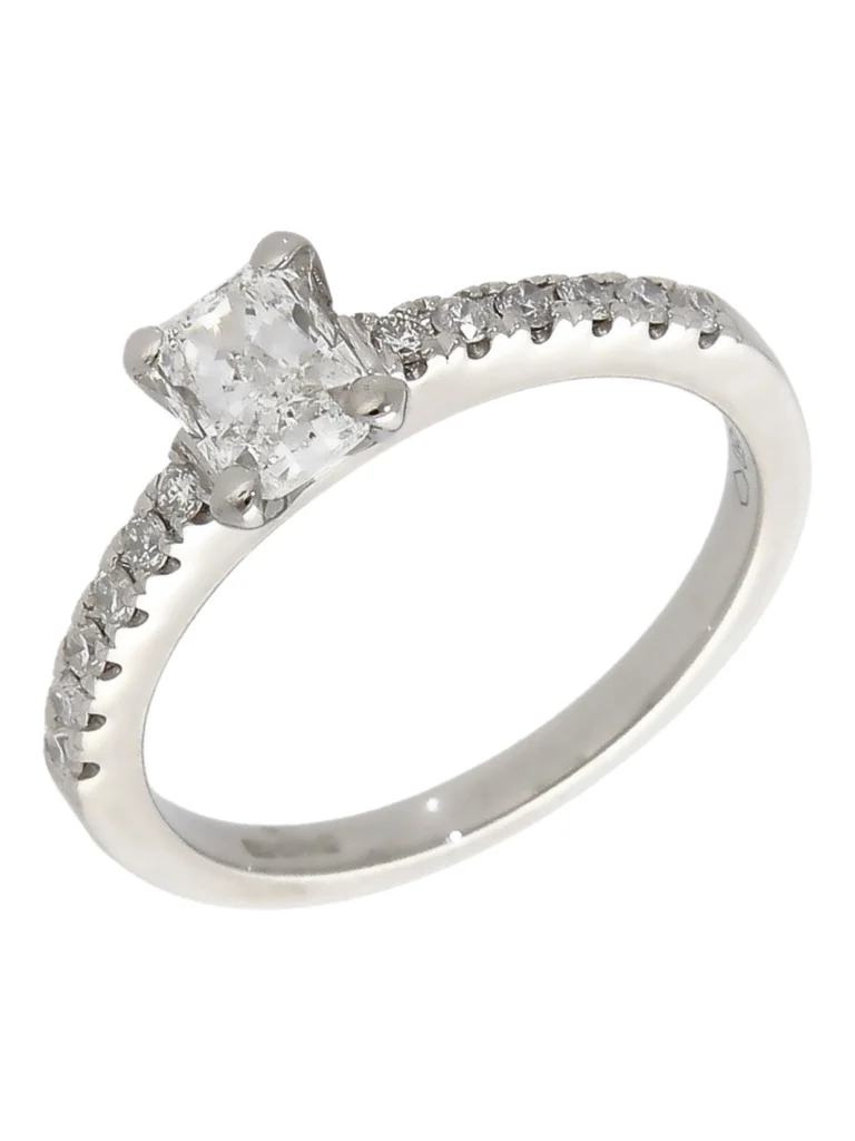 William May Platinum Radiant Cut Diamond Solitaire Ring