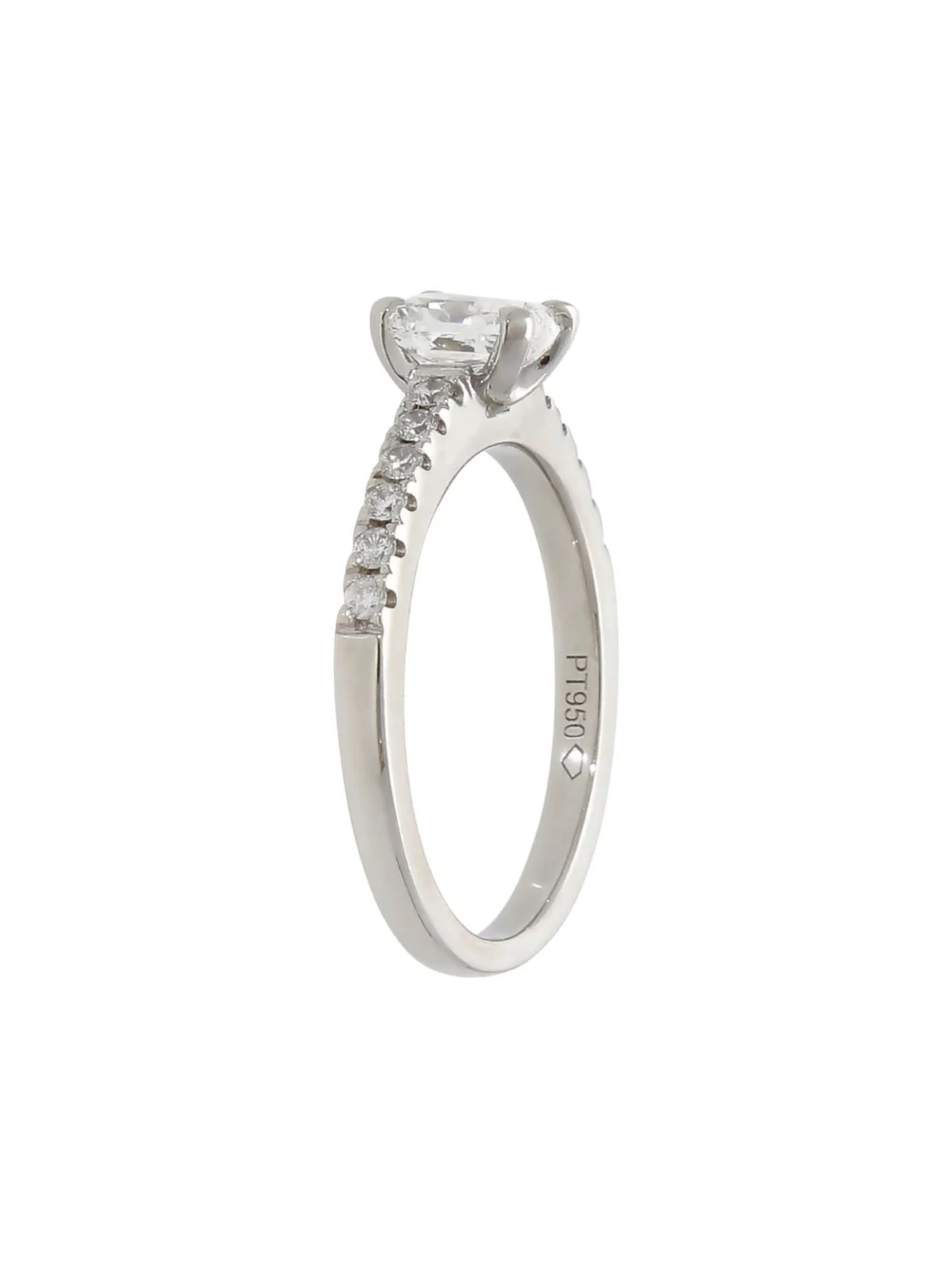 William May Platinum Radiant Cut Diamond Solitaire Ring, view 3