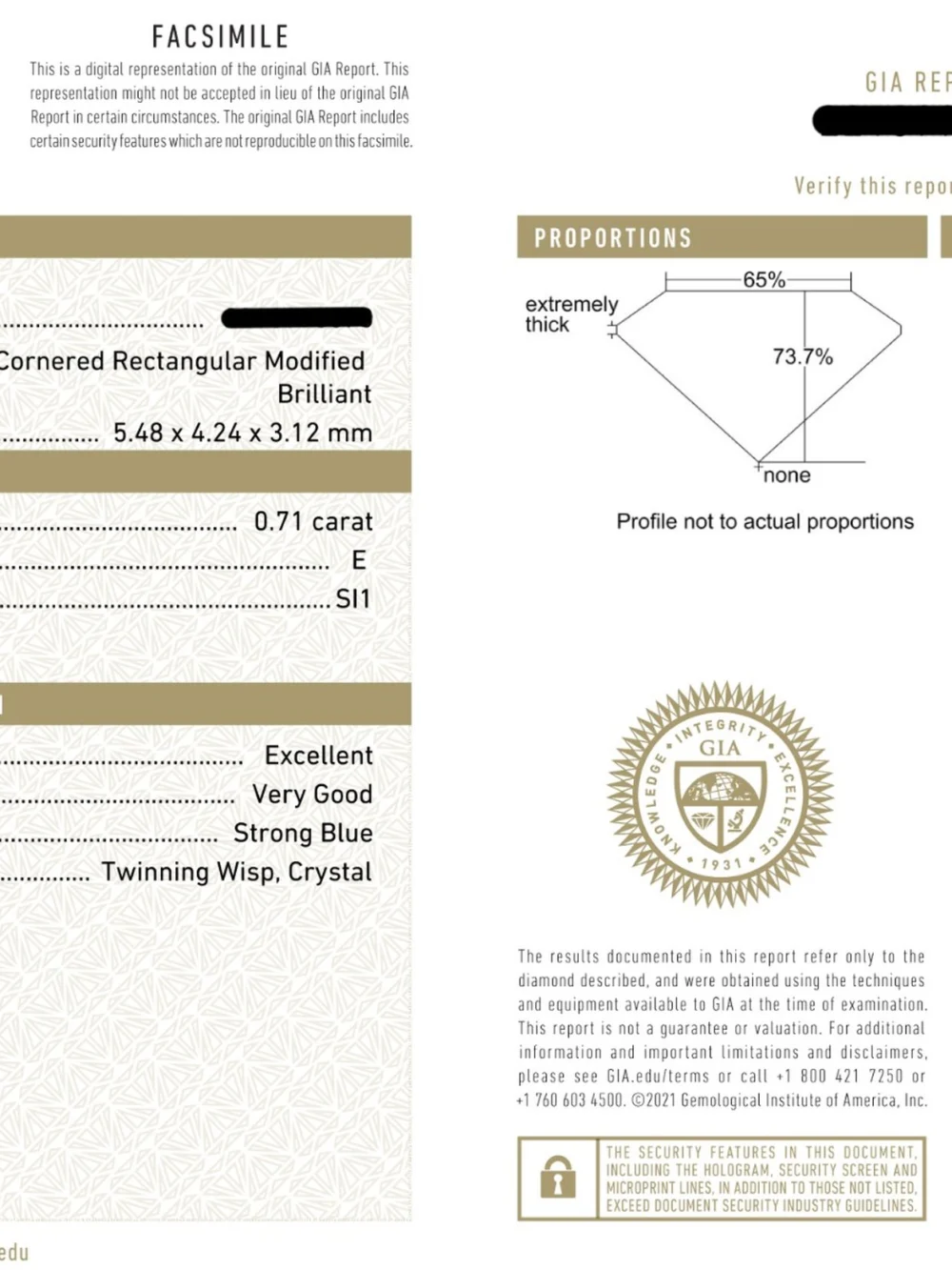 William May Platinum Radiant Cut Diamond Solitaire Ring, view 4