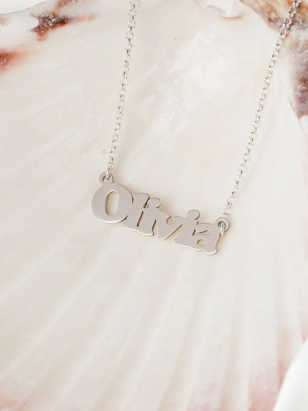 William May Sil Olivia Name Necklace, view 4