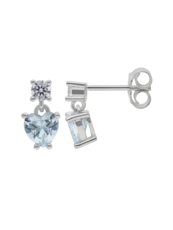 William May Silver Aqua Colour Cubic Zirconia Small Drop Earrings