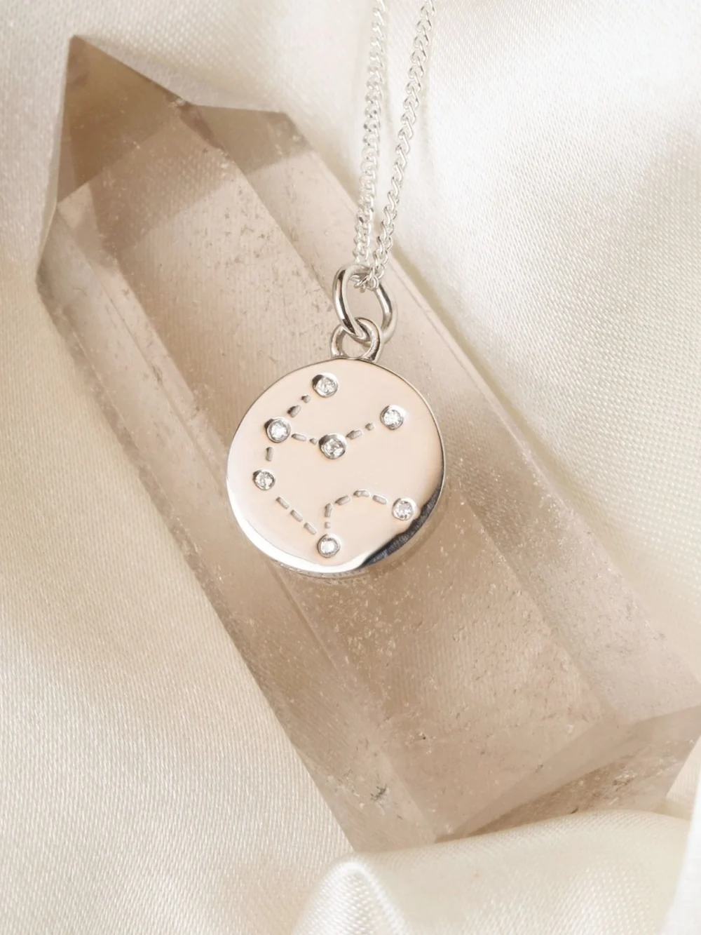 William May Silver Aquarius Constellation Cubic Zirconia Pendant & Chain