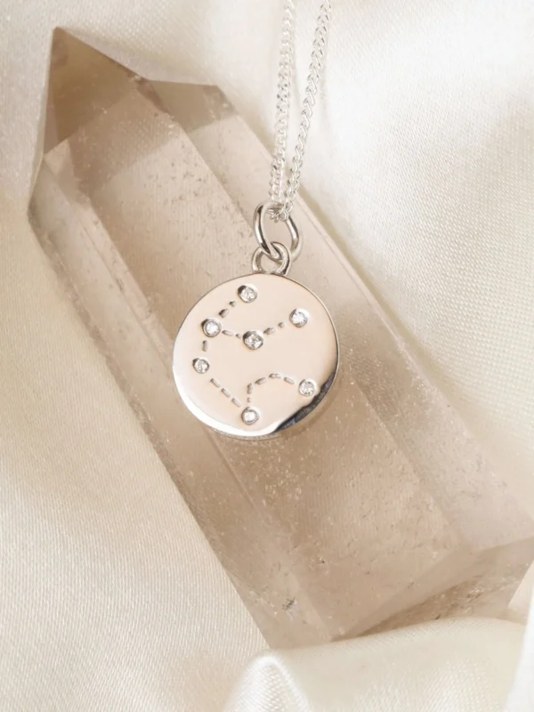 William May Silver Aquarius Constellation Cubic Zirconia Pendant & Chain