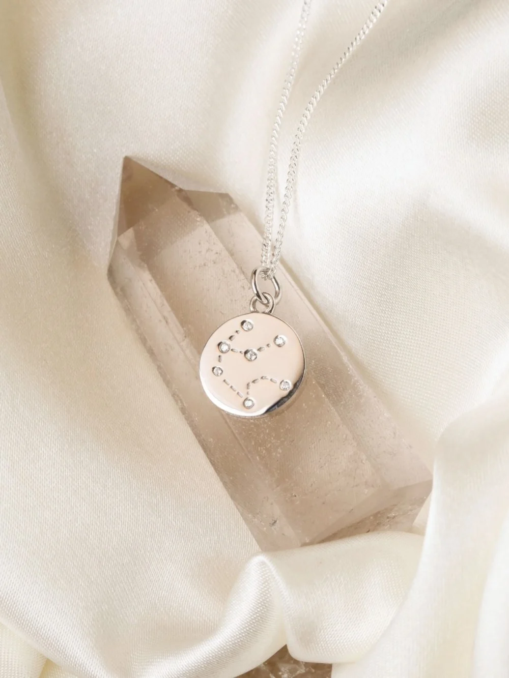 William May Silver Aquarius Constellation Cubic Zirconia Pendant & Chain, view 5