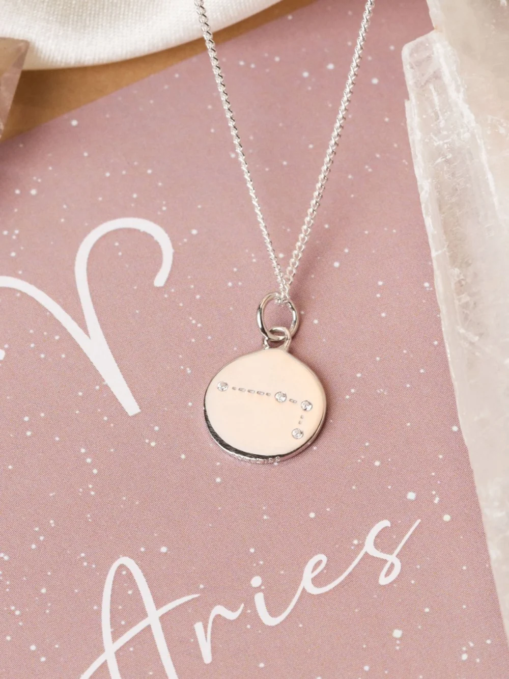 William May Silver Aries Constellation Cubic Zirconia Pendant & Chain, view 5