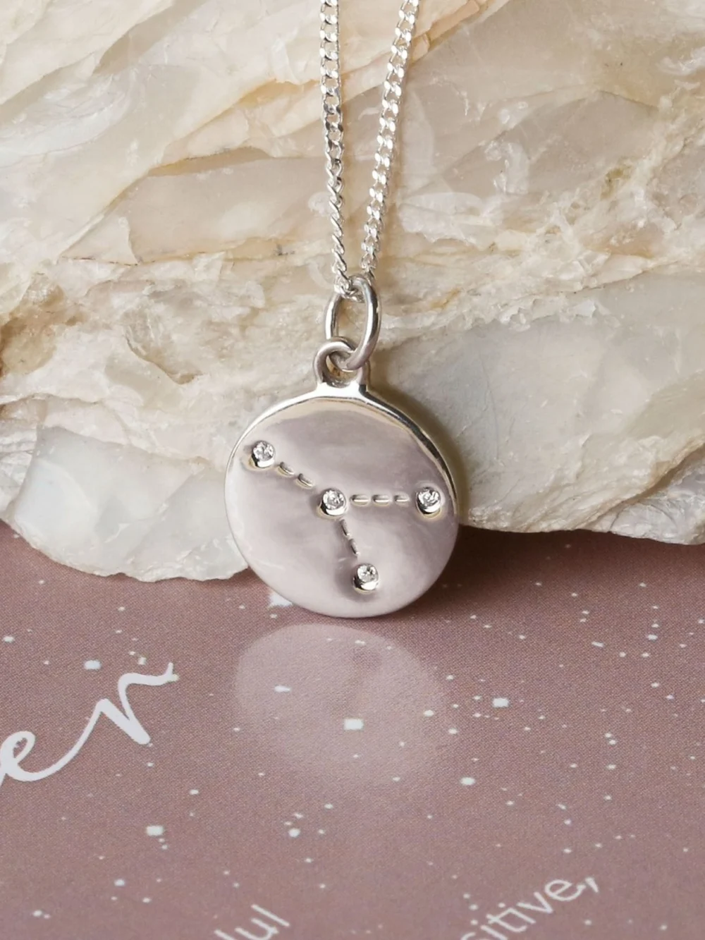 William May Silver Cancer Constellation Cubic Zirconia Pendant & Chain
