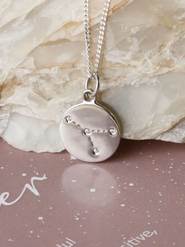William May Silver Cancer Constellation Cubic Zirconia Pendant & Chain