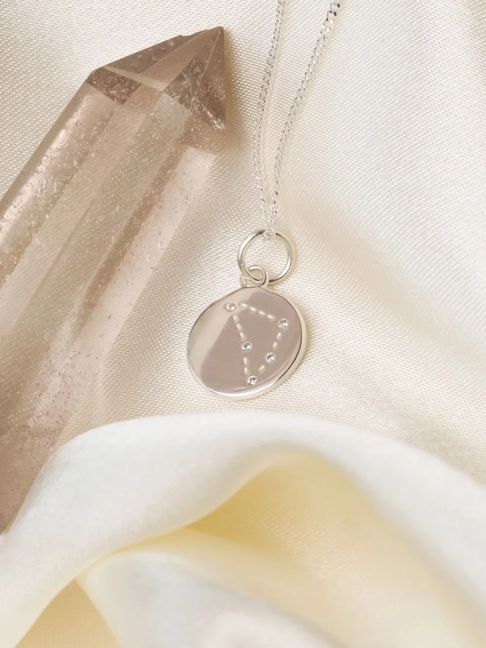 William May Silver Capricorn Constellation Cubic Zirconia Pendant & Chain, view 4
