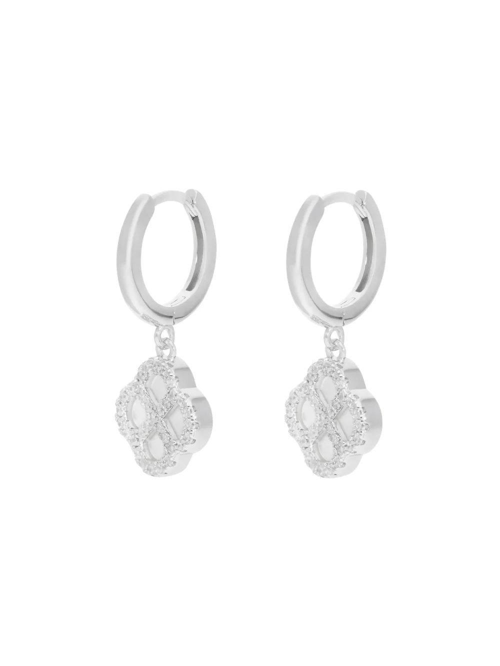 William May Silver Cubic Zirconia & Mother of Pearl Petal Drop Earrings