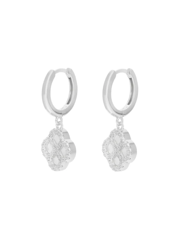 William May Silver Cubic Zirconia & Mother of Pearl Petal Drop Earrings