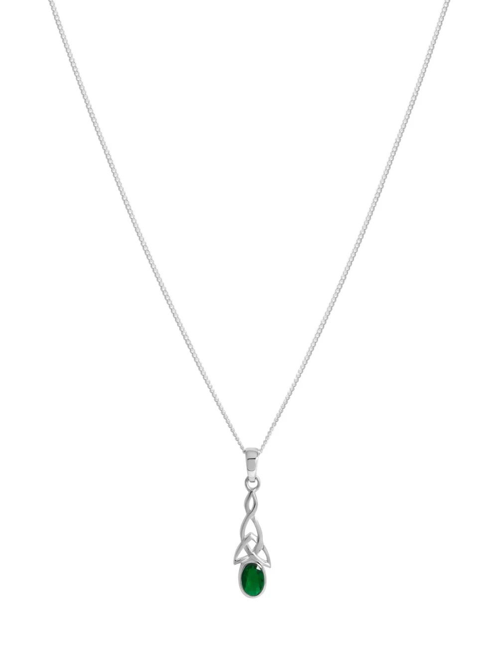 William May Silver Green Cubic Zirconia Celtic Pendant Necklace