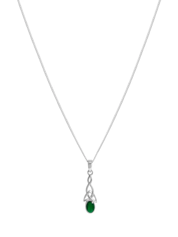 William May Silver Green Cubic Zirconia Celtic Pendant Necklace