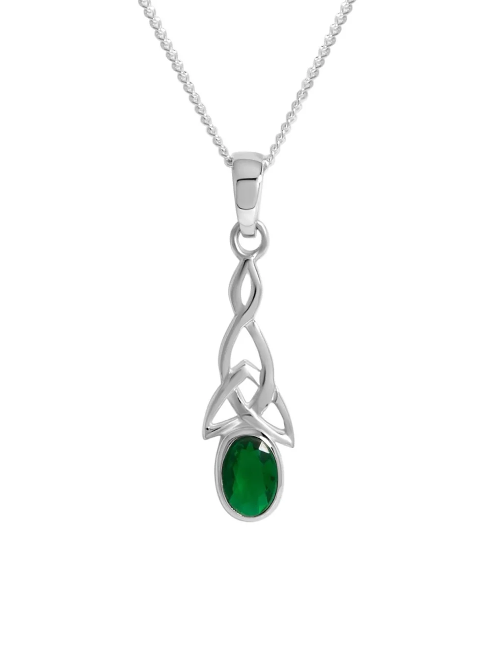 William May Silver Green Cubic Zirconia Celtic Pendant Necklace, view 2