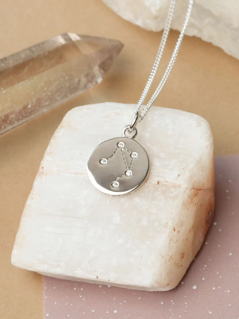 William May Silver Libra Constellation Cubic Zirconia Pendant & Chain, view 5