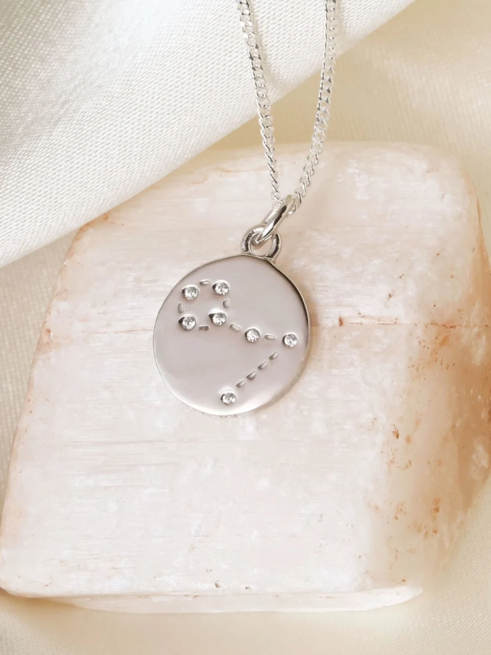 William May Silver Pisces Constellation Cubic Zirconia Pendant & Chain