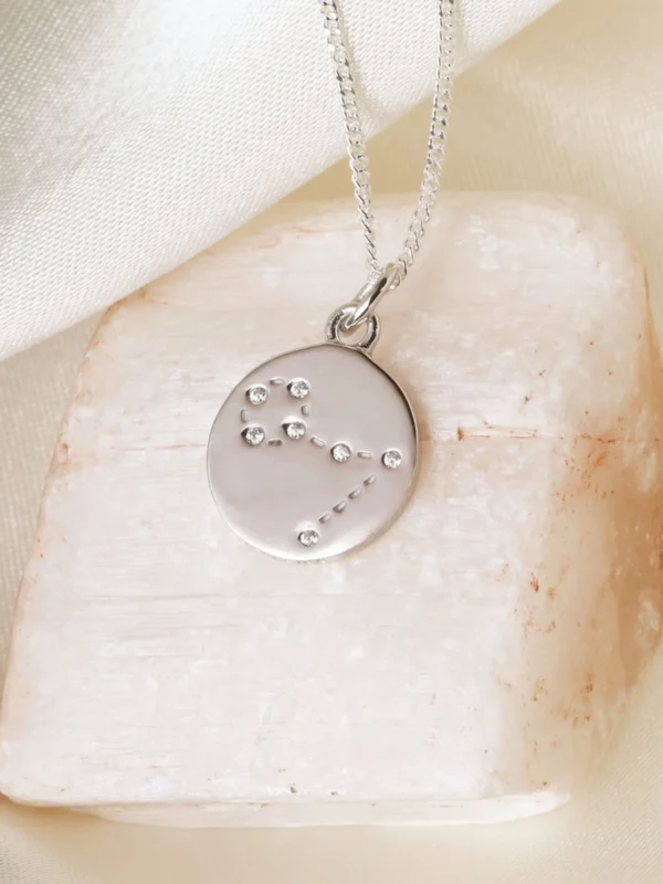 William May Silver Pisces Constellation Cubic Zirconia Pendant & Chain