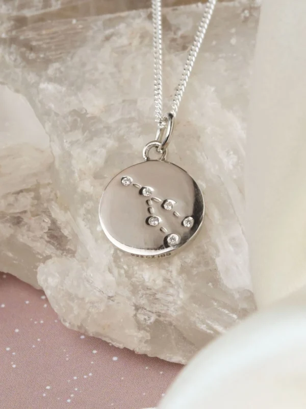 William May Silver Taurus Constellation Cubic Zirconia Pendant & Chain