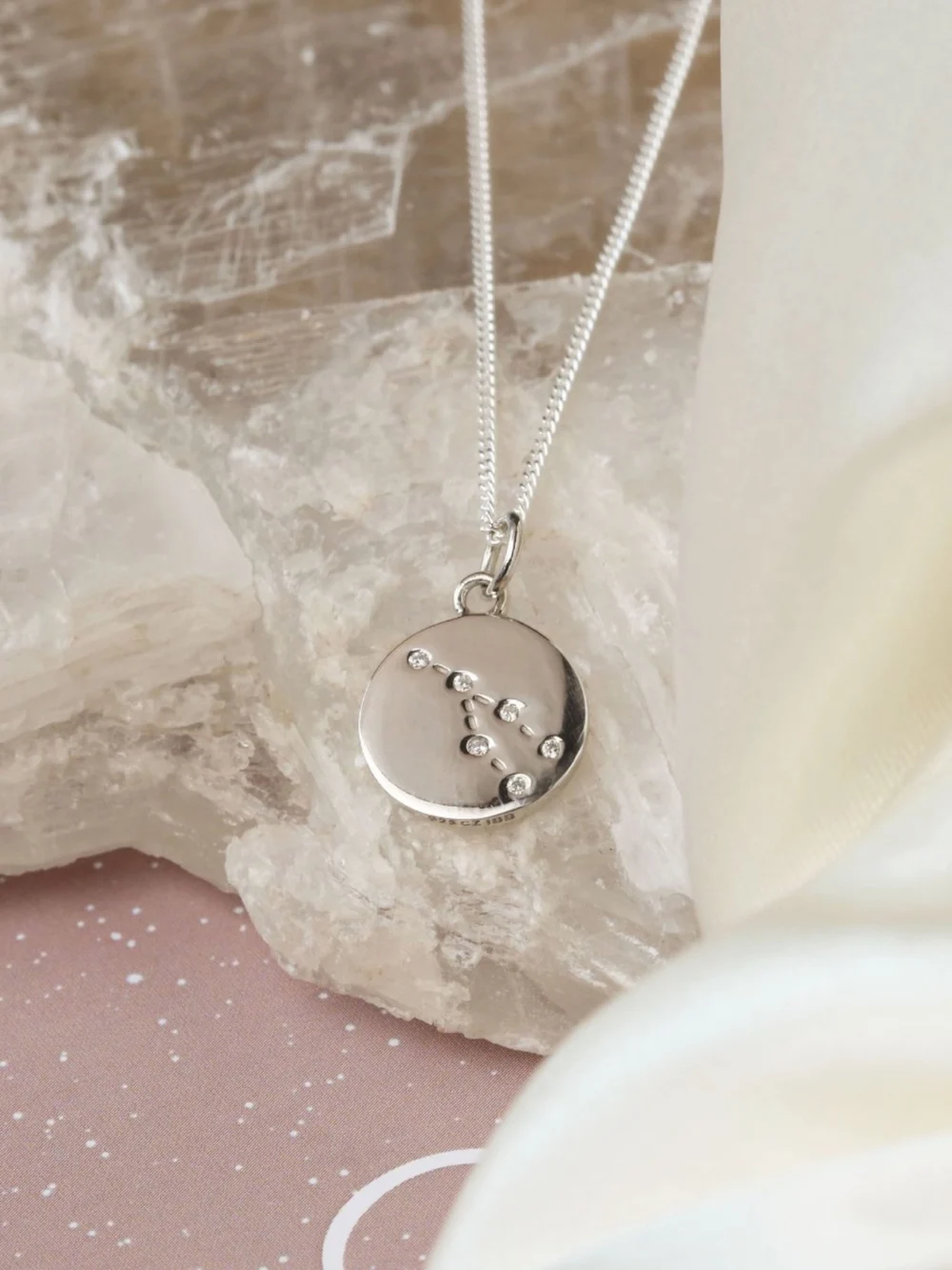 William May Silver Taurus Constellation Cubic Zirconia Pendant & Chain, view 5