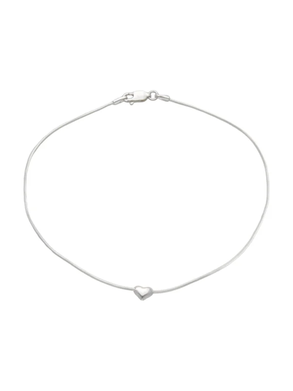 William May Sterling Silver 10" Heart Anklet