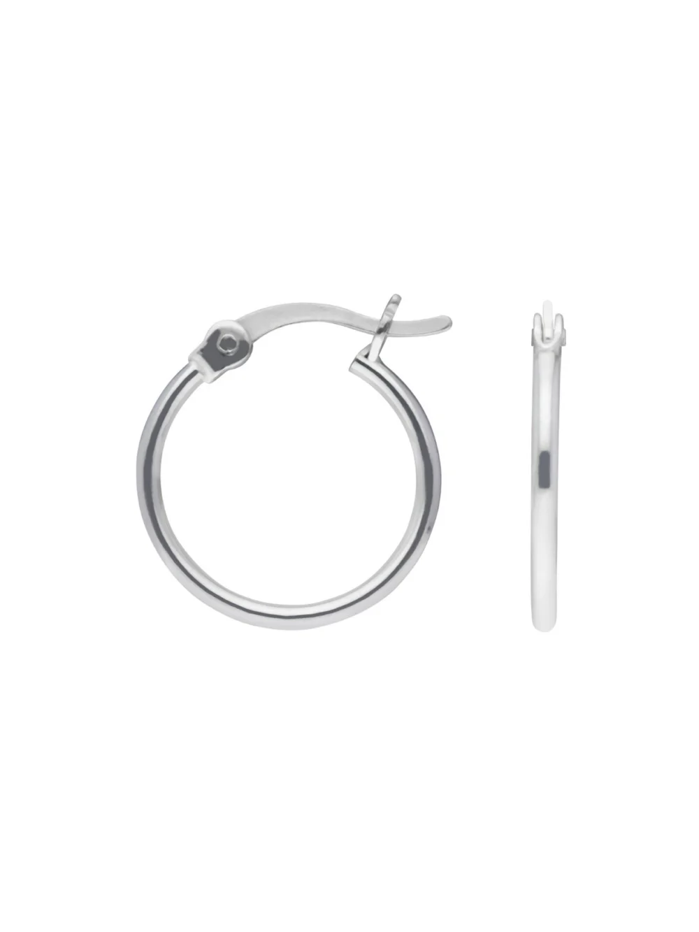 William May Sterling Silver 14mm Plain Hoop Creole Earrings, view 2