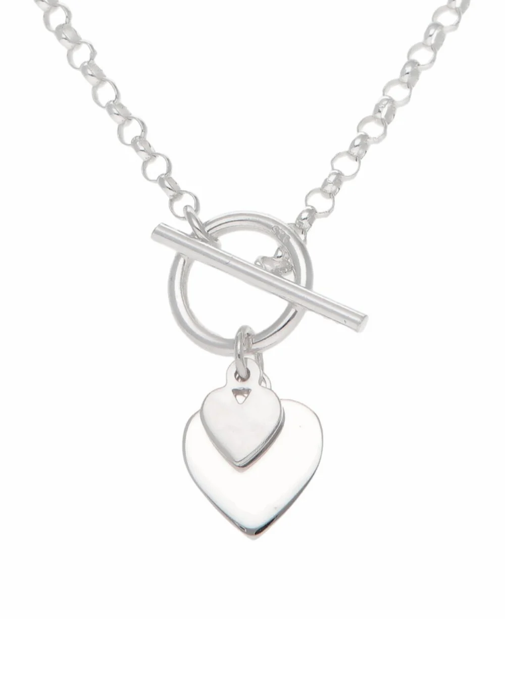William May Sterling Silver 16" Heart & T-Bar Lariat Belcher Necklace, view 2
