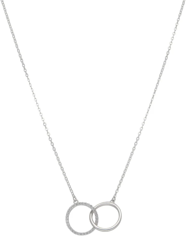 William May Sterling Silver 17" Gemstone Linked Double Circle Necklace