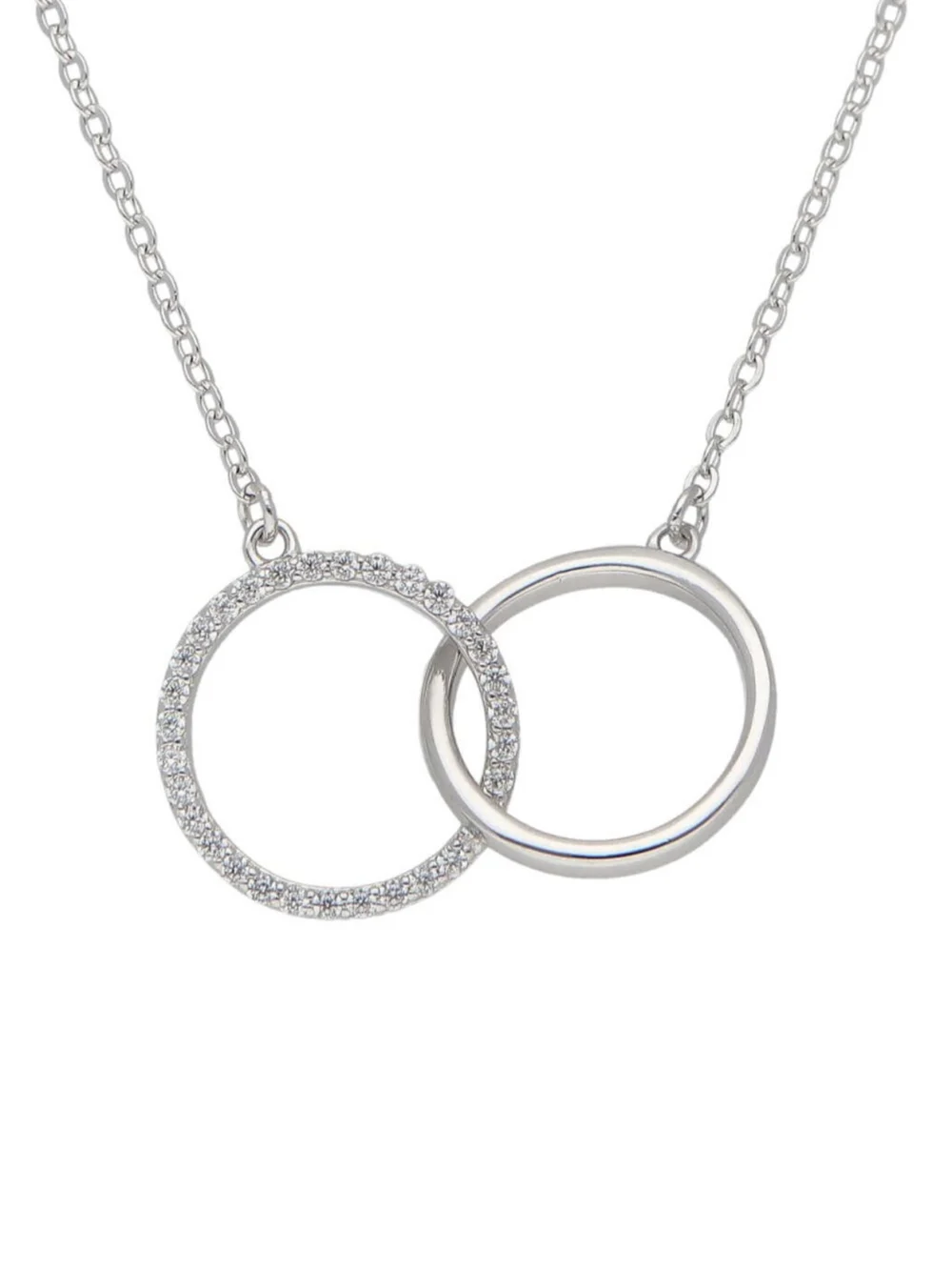 William May Sterling Silver 17" Gemstone Linked Double Circle Necklace, view 2